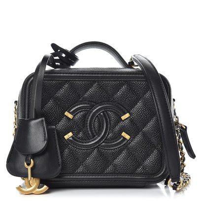 Chanel Caviar Quilted Small CC Filigree Vanity Case Black 1 of 9