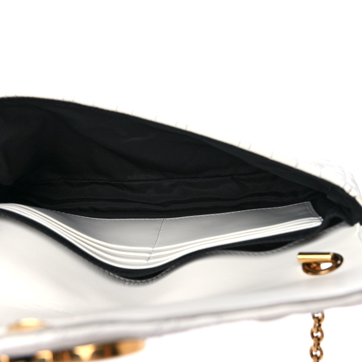 Calfskin Quilted Gancini Mini Bag White
