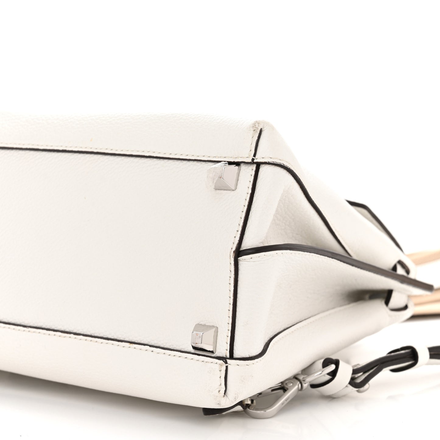Grained Calfskin Medium Milla Convertible Backpack White Flake