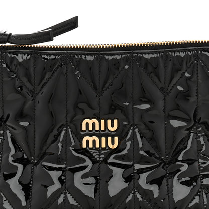 Miu Miu Vernice Trapunto Quilted Mini Spirit Ciré Bag Black 8 of 13