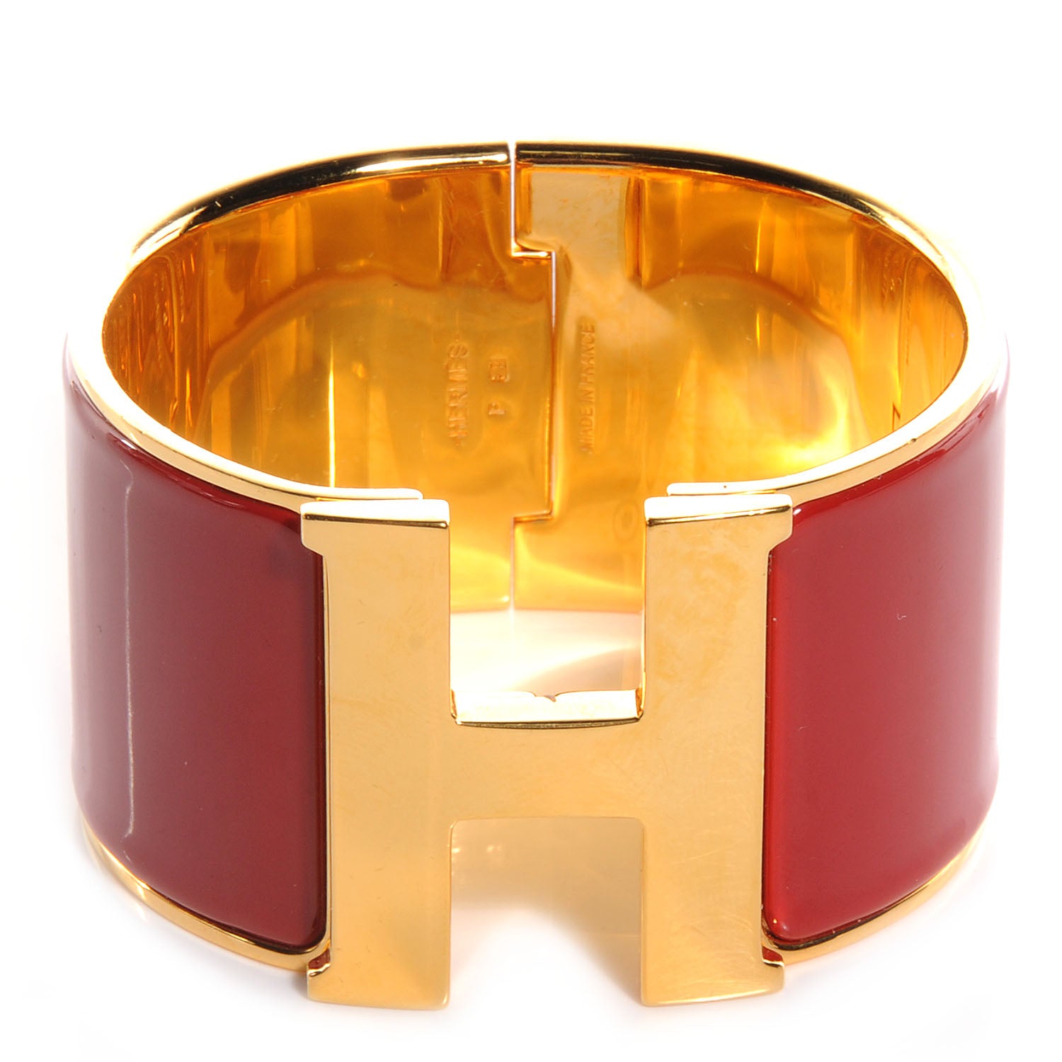 Hermes Enamel Clic Clac H Extra Wide Bracelet PM Red 1 of 5