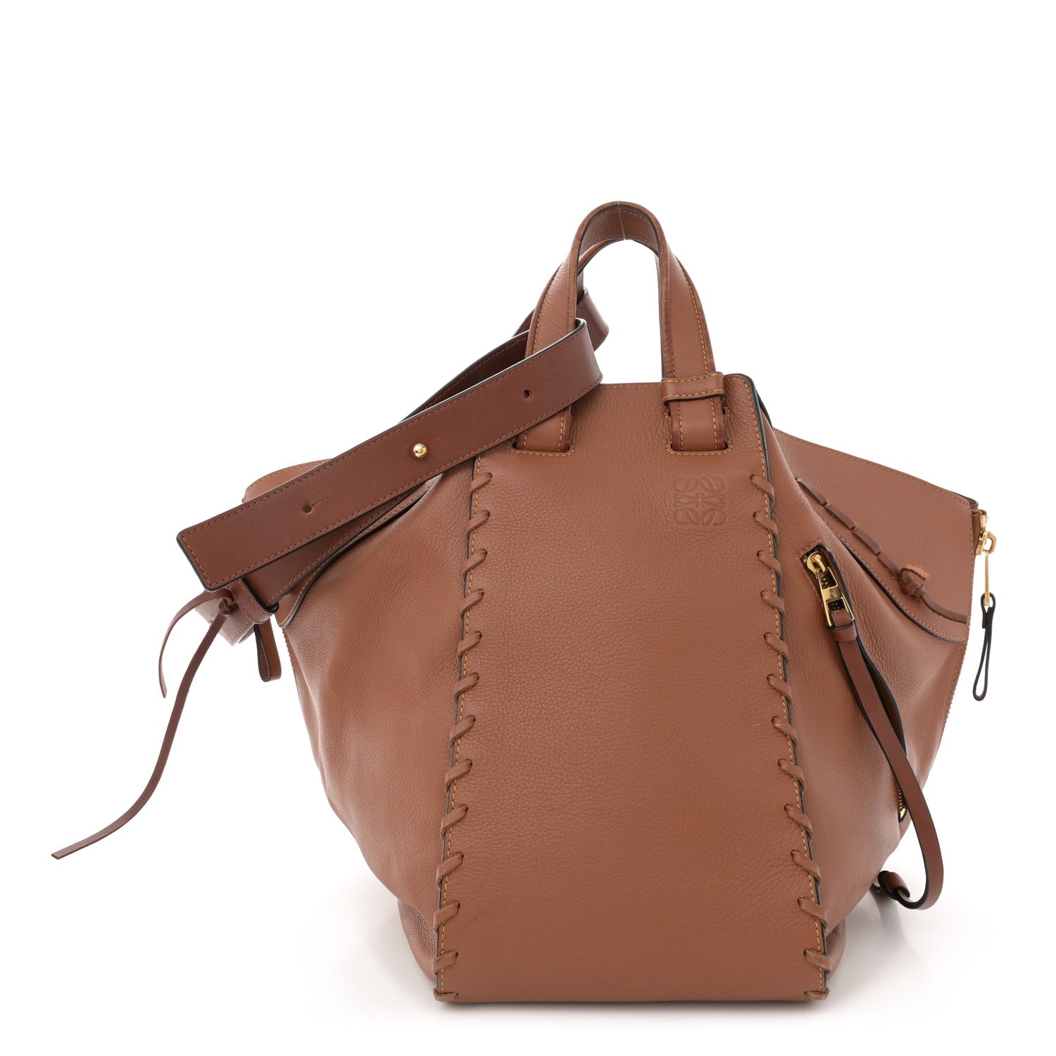 Loewe Calfskin Laced Hammock Shoulder Bag Tan 1 of 17
