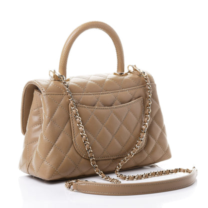 Chanel Caviar Lizard Embossed Quilted Mini Coco Handle Flap Dark Beige 2 of 4