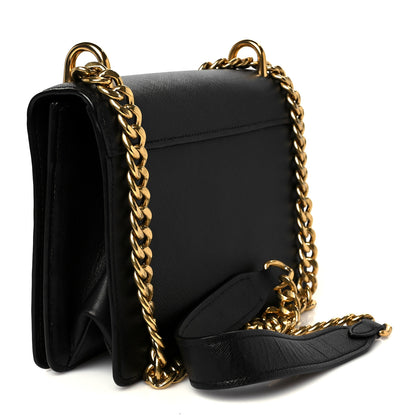 Prada Saffiano Chain Shoulder Bag Black 3 of 9