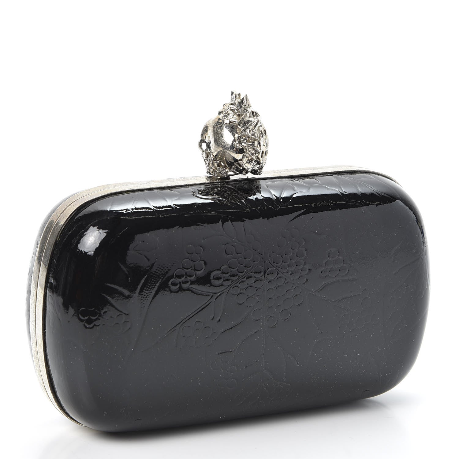 Alexander McQueen Patent Punk Skull Box Clutch Black 2 of 9