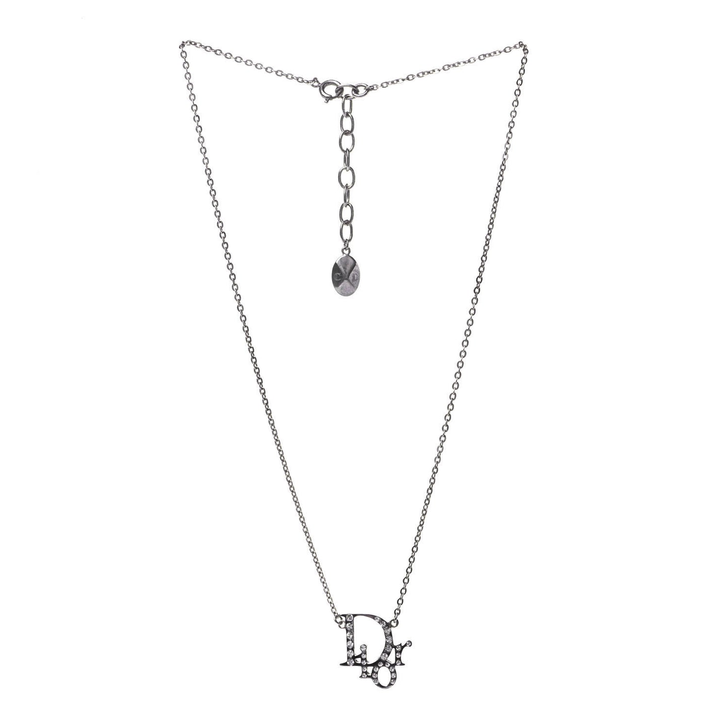 Crystal Logo Necklace Silver