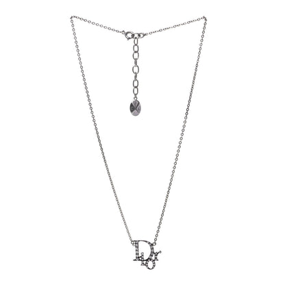 Christian Dior Crystal Logo Necklace Silver 2 of 4