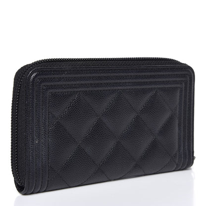 Chanel Caviar Quilted Small Boy Zip Around Wallet Black 3 of 9