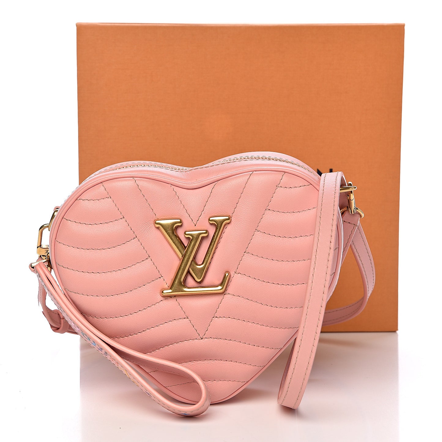 Calfskin New Wave Heart Bag Rose Pomettes