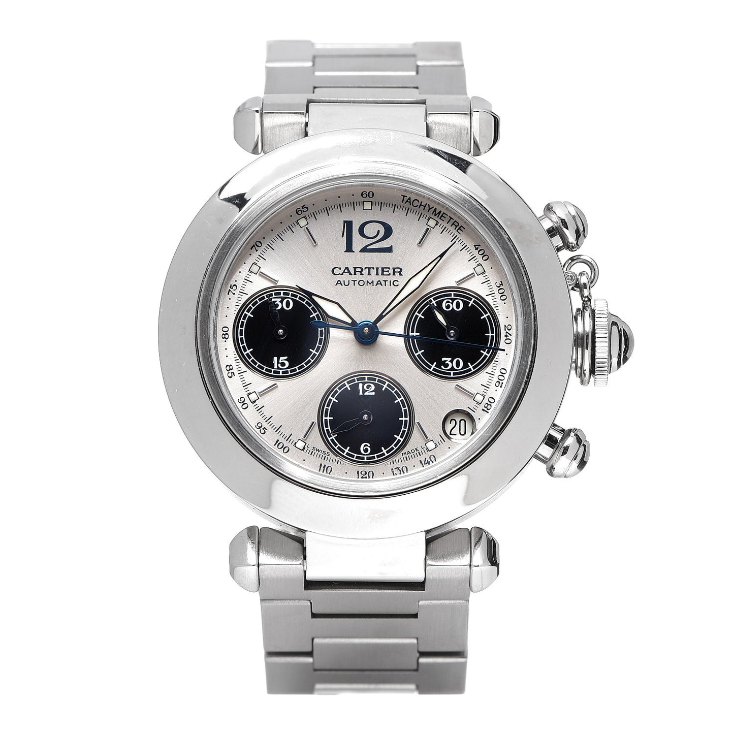 Stainless Steel 35mm Pasha C Chronograph Automatic Watch Black