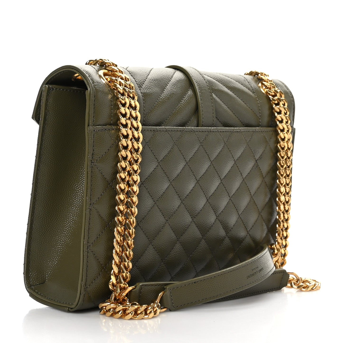 Grain De Poudre Textured Mixed Matelasse Triquilt Medium Monogram Satchel Light Sage
