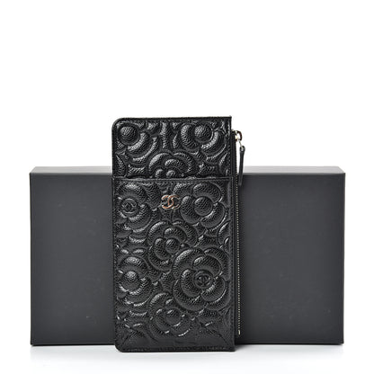 Chanel Caviar Camellia Embossed Classic Flat Wallet Pouch Black 7 of 7