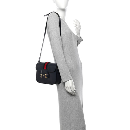 Gucci Calfskin Velvet Web Horsebit 1955 Shoulder Bag Blue 2 of 10