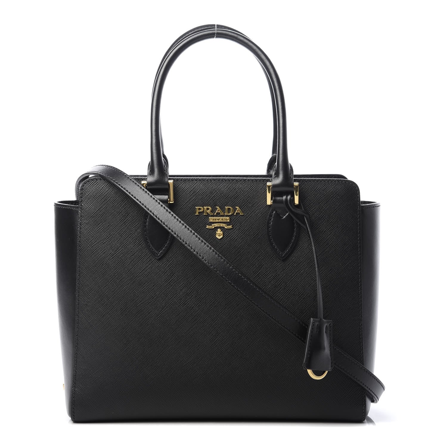 Prada Saffiano Soft Calfskin Small Zippered Tote Black 1 of 12
