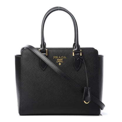 Prada Saffiano Soft Calfskin Small Zippered Tote Black 1 of 12