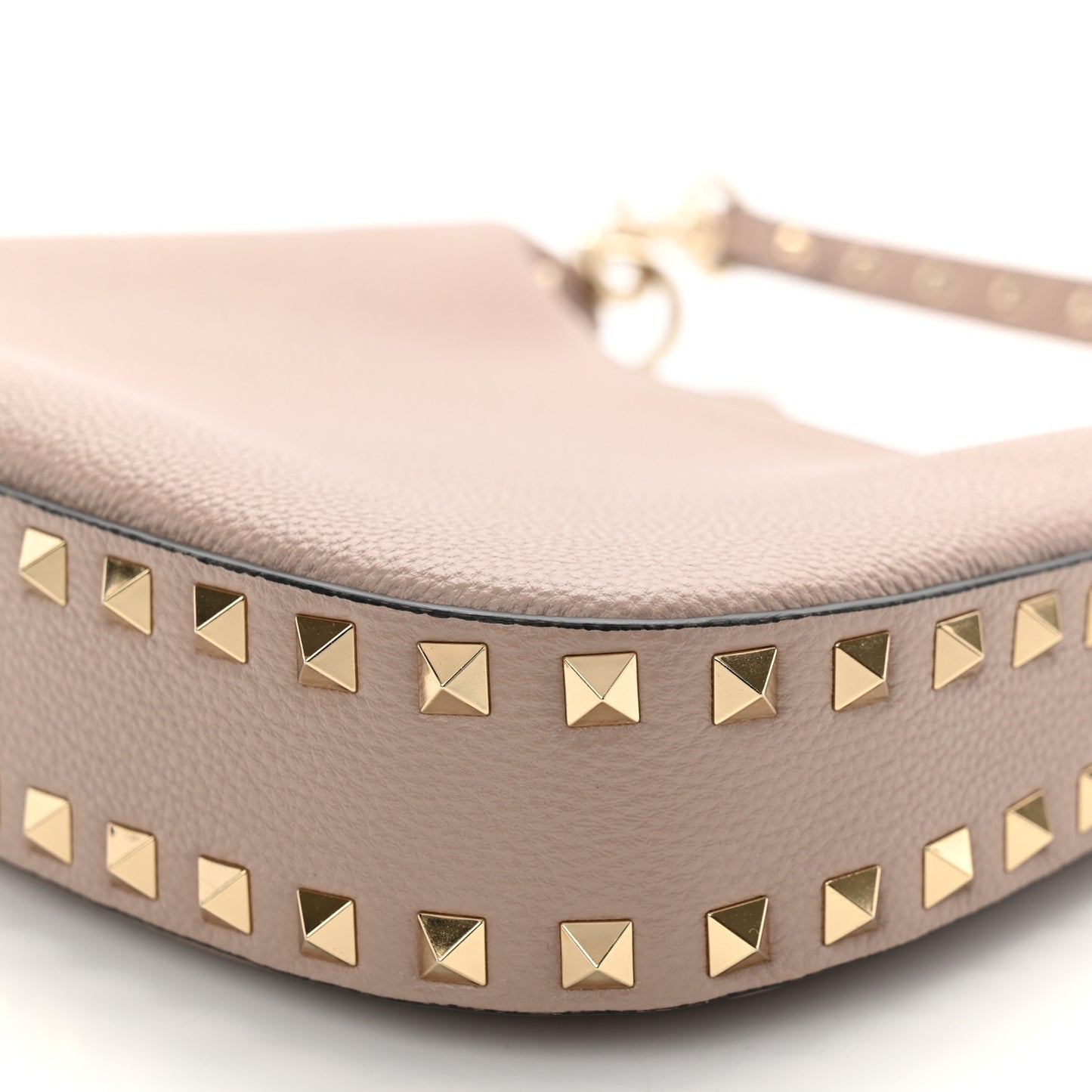 Grainy Calfskin Mini Rockstud Hobo Poudre