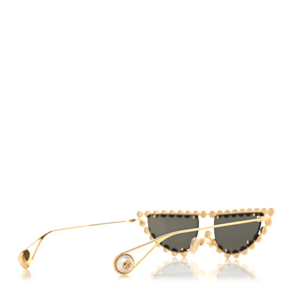 Gucci Metal Pearl Cat Eye Sunglasses GG0364S Gold 4 of 7