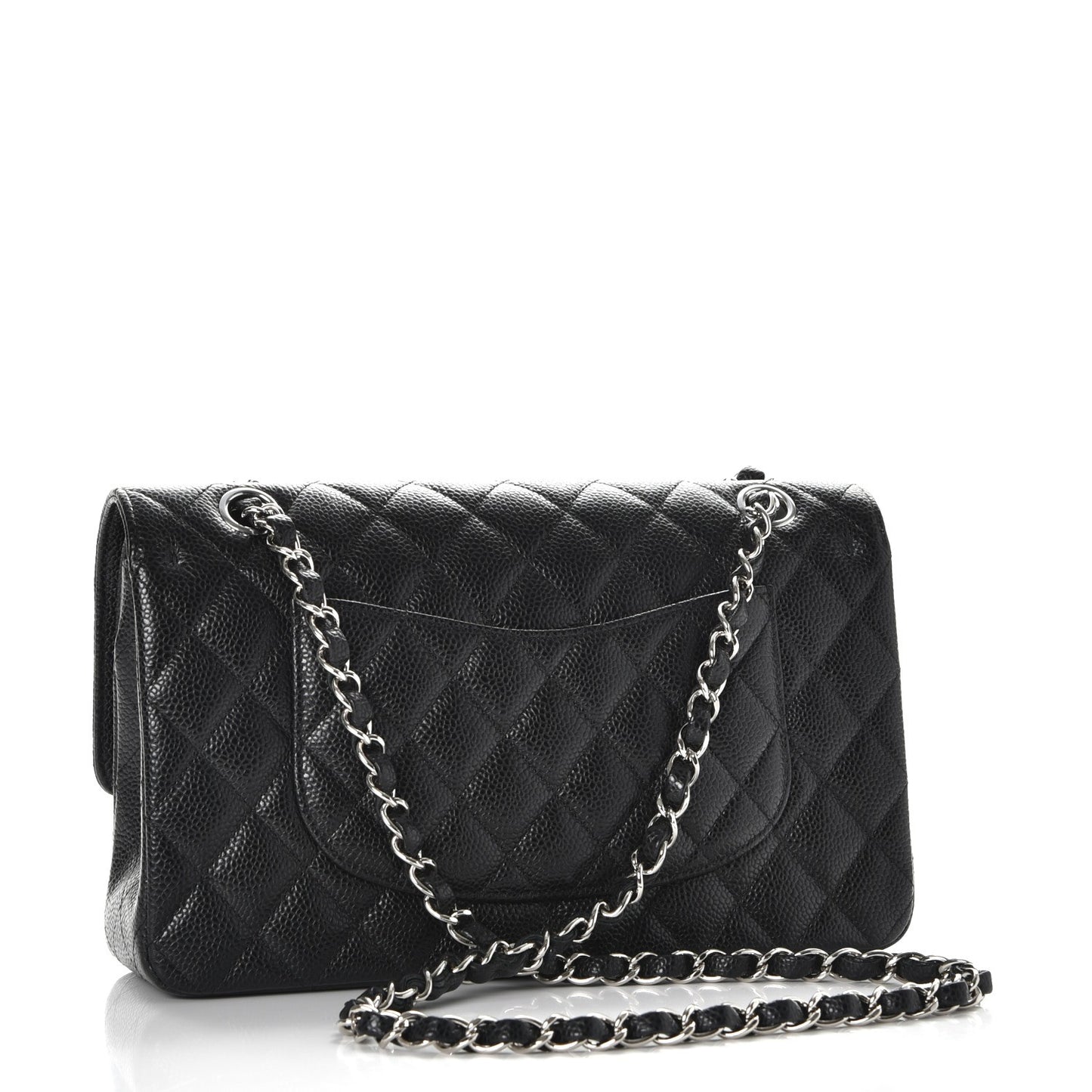 Caviar Quilted Medium Double Flap Black