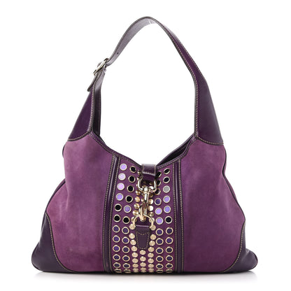 Gucci Suede Studded Jackie O Bouvier Hobo Purple 1 of 10