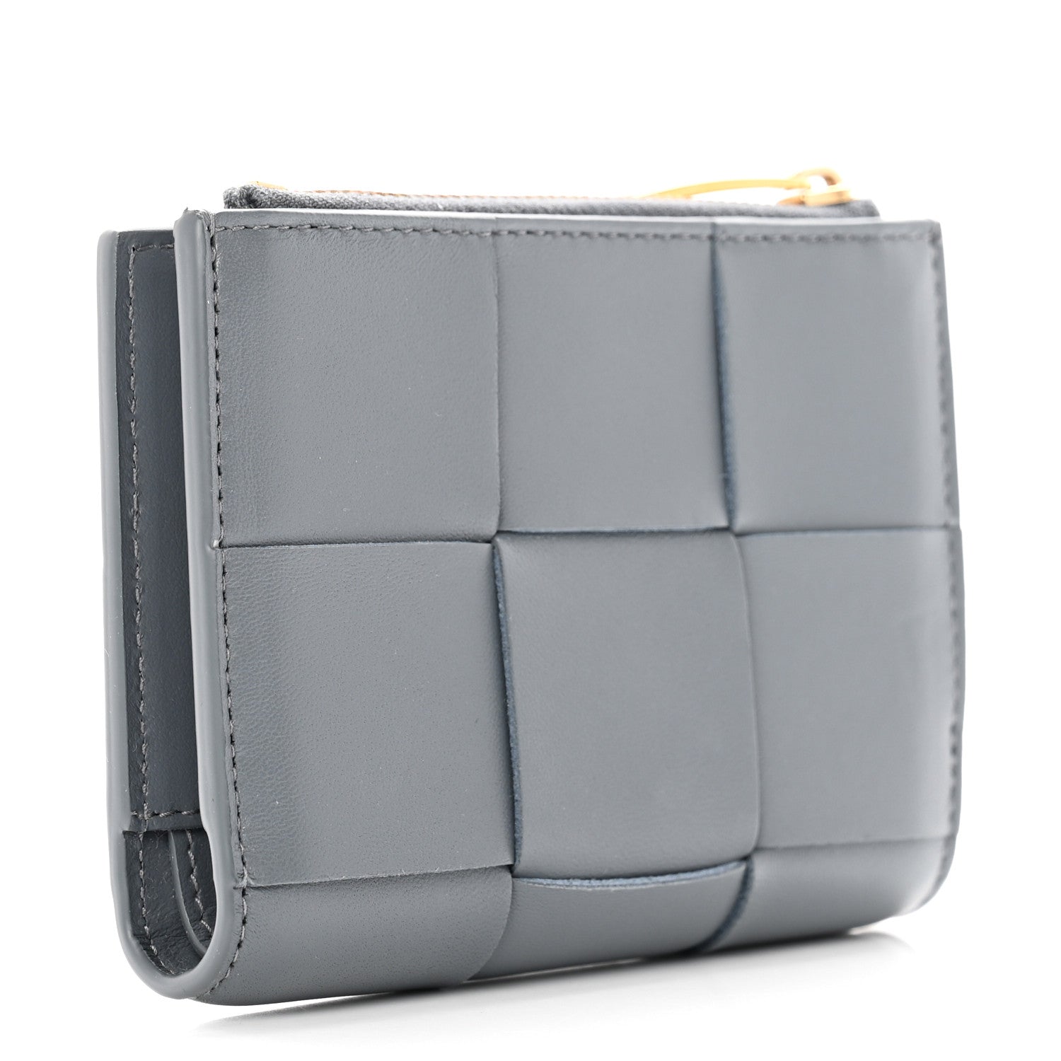Bottega Veneta Nappa Maxi Intrecciato Small Bi-Fold Zip Wallet Thunder 3 of 7