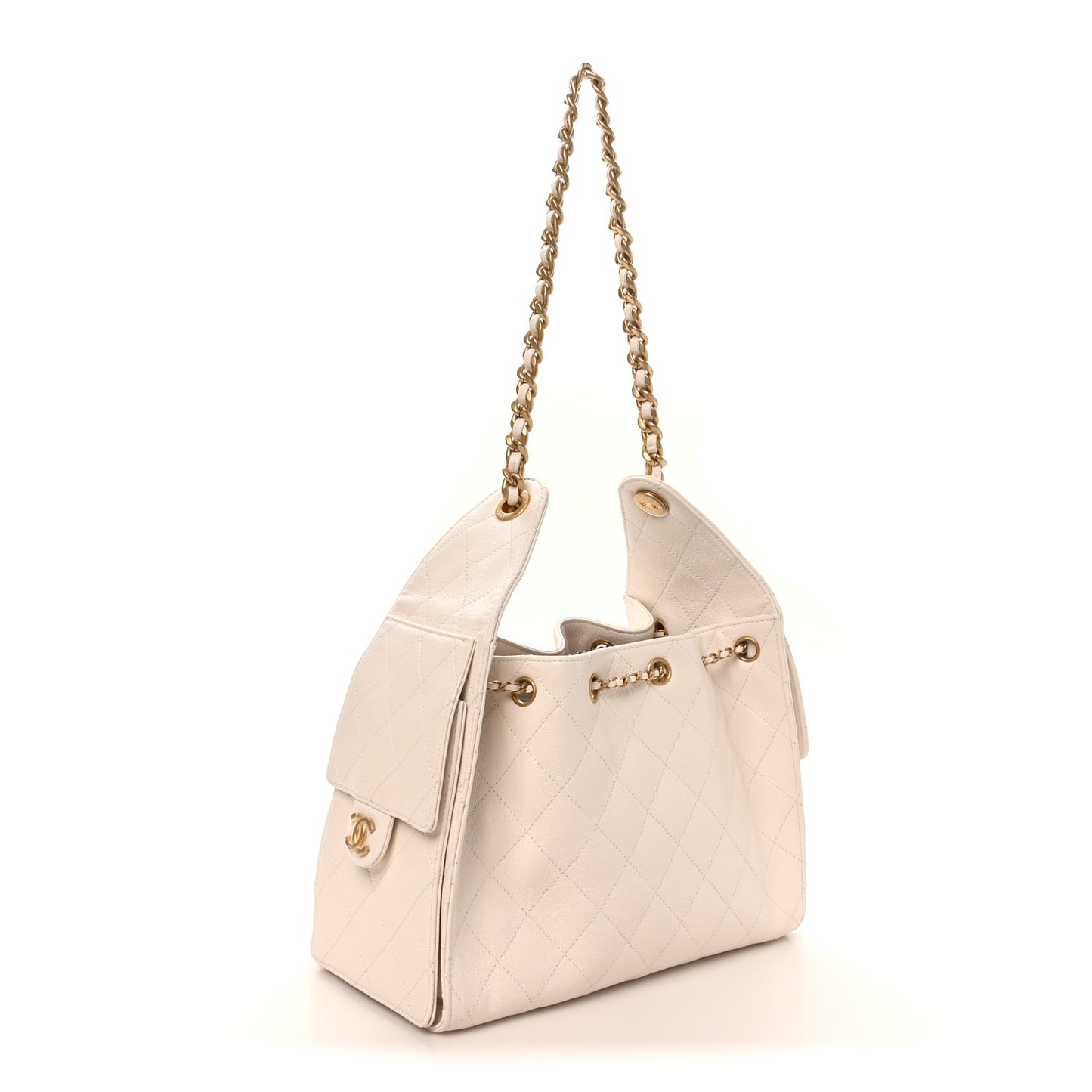 Caviar Quilted Small Chanel 25 Handbag White