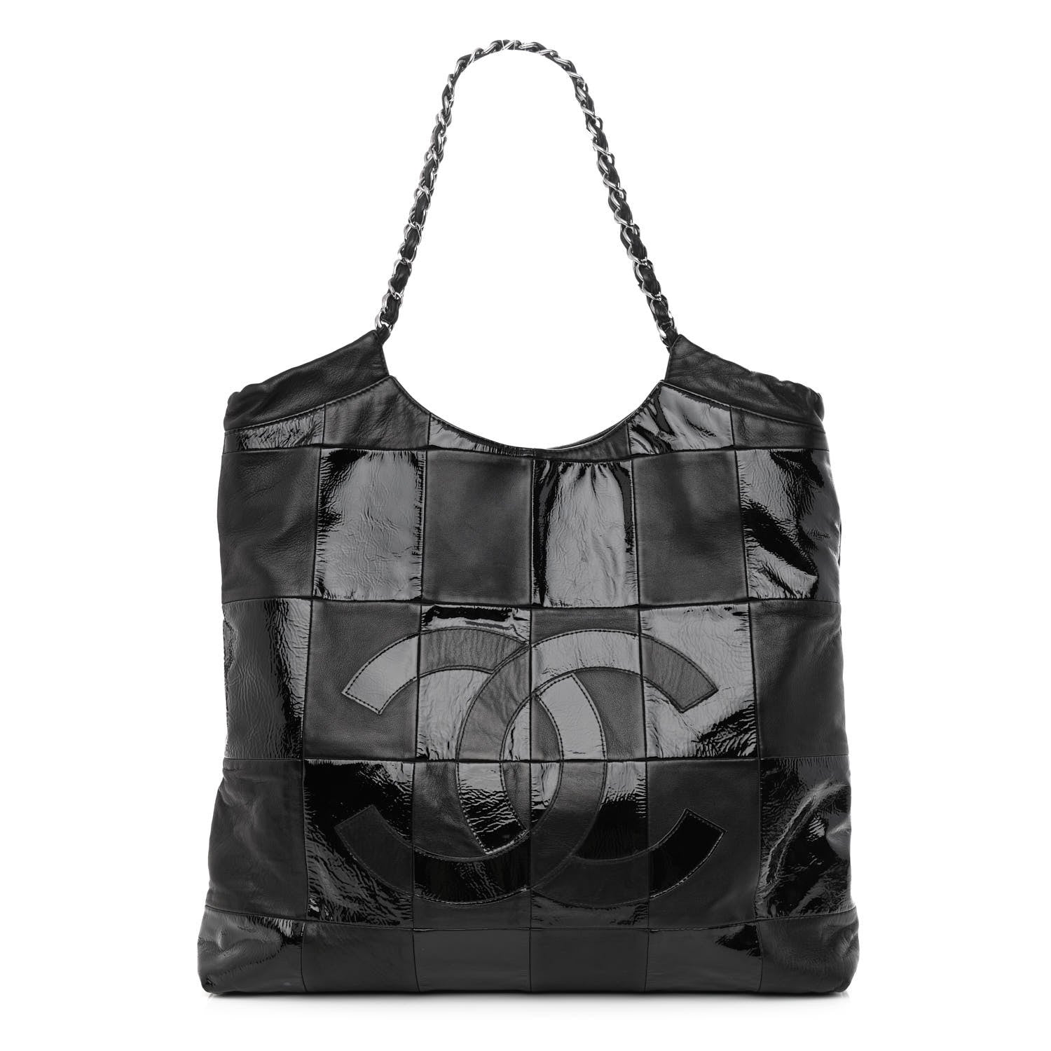 Chanel Patent Calfskin Patchwork Brooklyn Tote Black 1 of 12