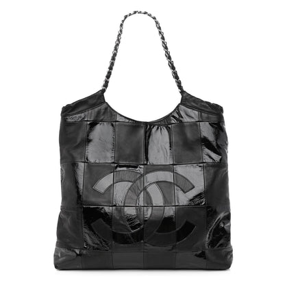 Chanel Patent Calfskin Patchwork Brooklyn Tote Black 1 of 12
