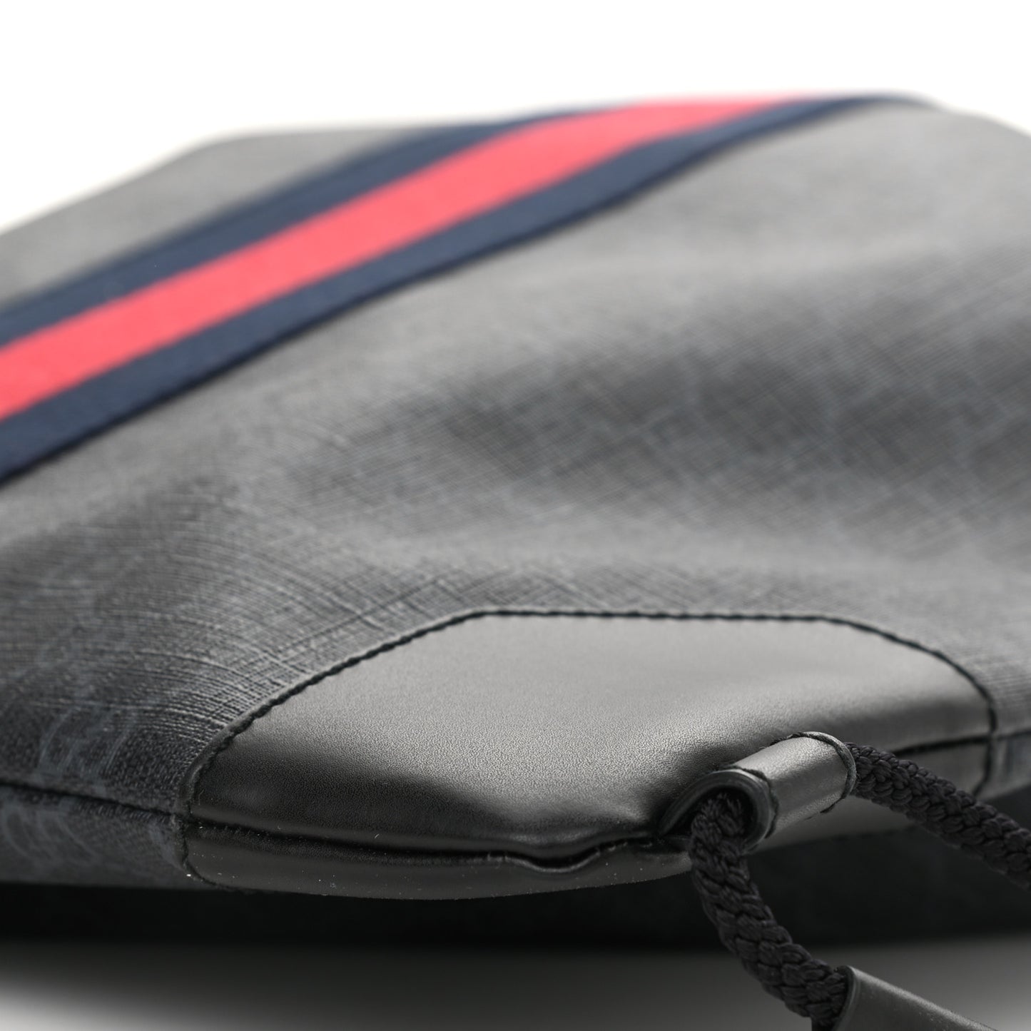 Soft GG Supreme Monogram Appia Calfskin Web Drawstring Backpack Black