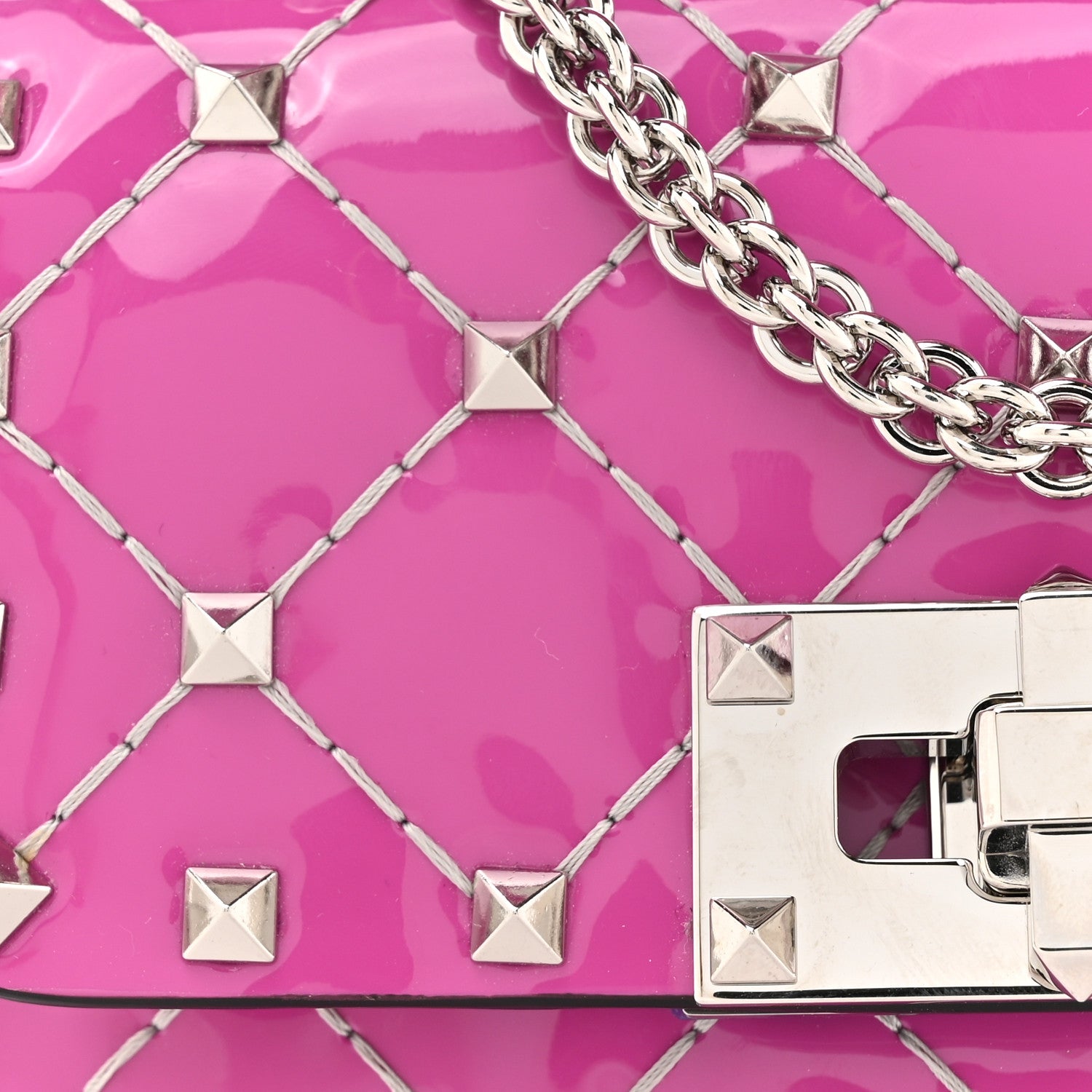 Valentino Garavani Patent Micro Rockstud Spike Shoulder Bag Radiant Orchid 7 of 12
