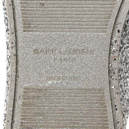 Saint Laurent Calfskin Crystal Glitter Andy Sneakers 36 Silver 7 of 12