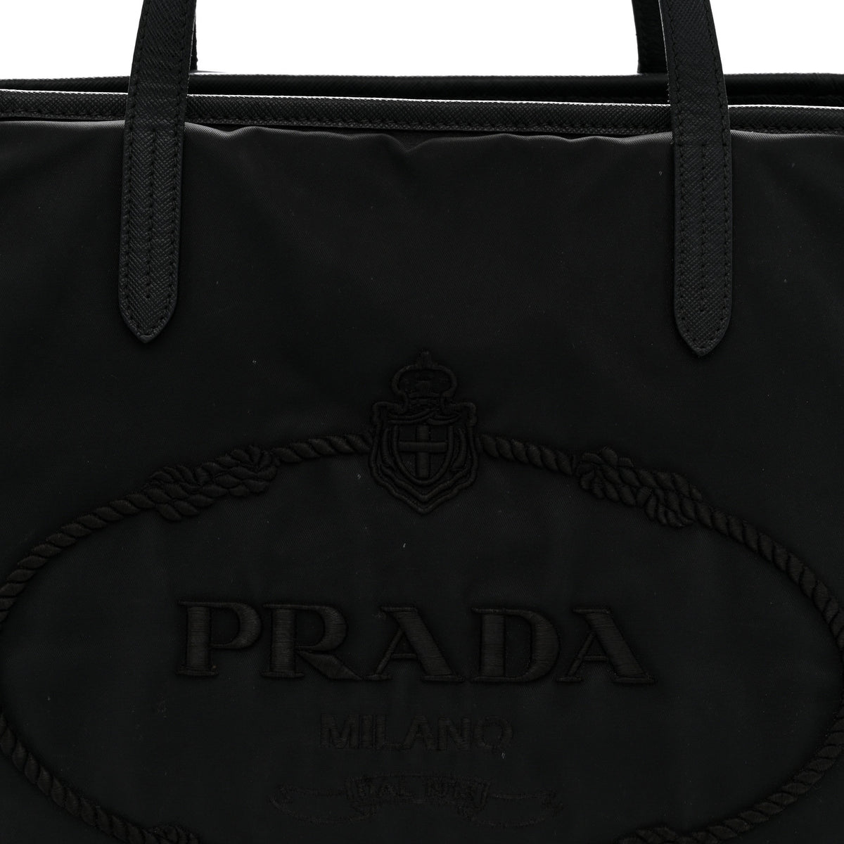Tessuto Nylon Logo Tote Black