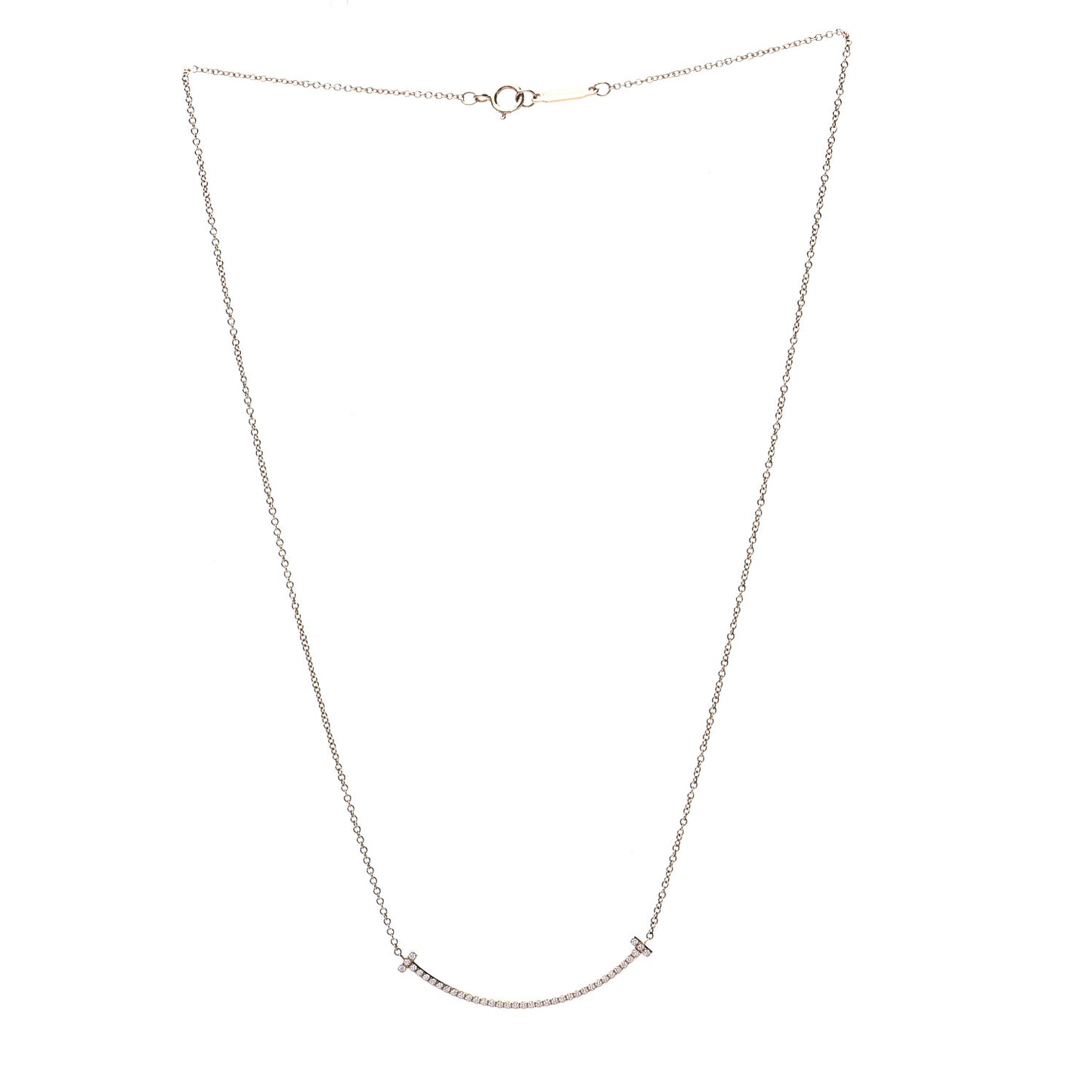 18K Yellow Gold Diamond Small T Smile Pendant Necklace