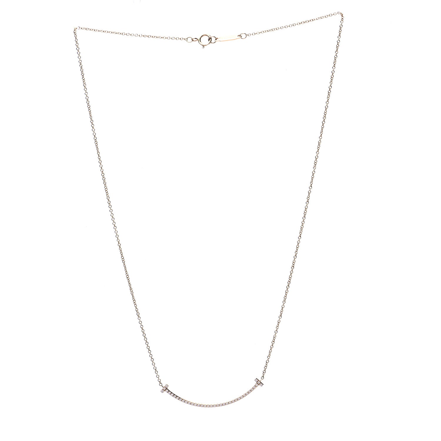 Tiffany 18K Yellow Gold Diamond Small T Smile Pendant Necklace 3 of 7