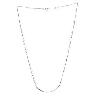 Tiffany 18K Yellow Gold Diamond Small T Smile Pendant Necklace 3 of 7