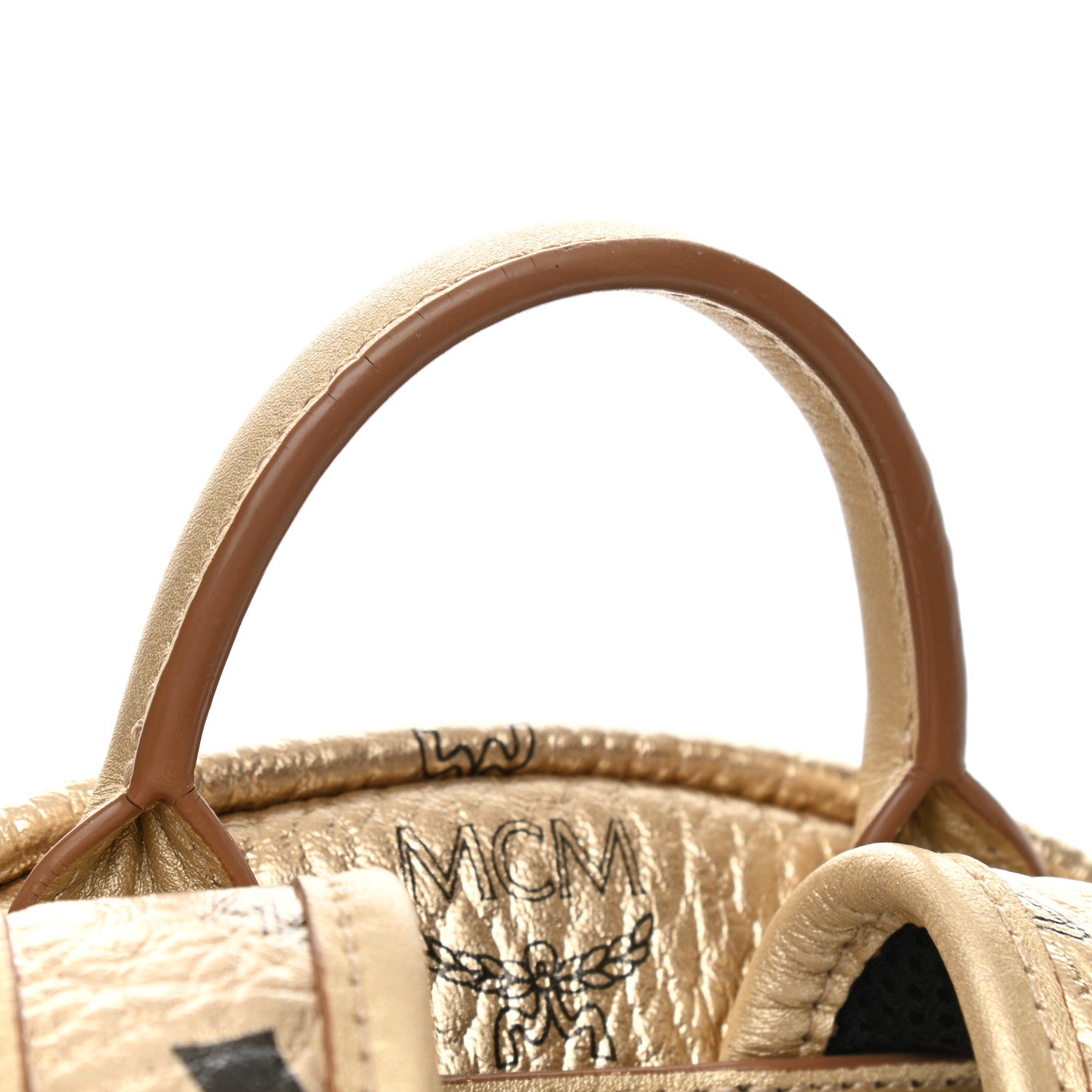 MCM Metallic Visetos Outline Stud Small Stark Backpack Gold 10 of 12