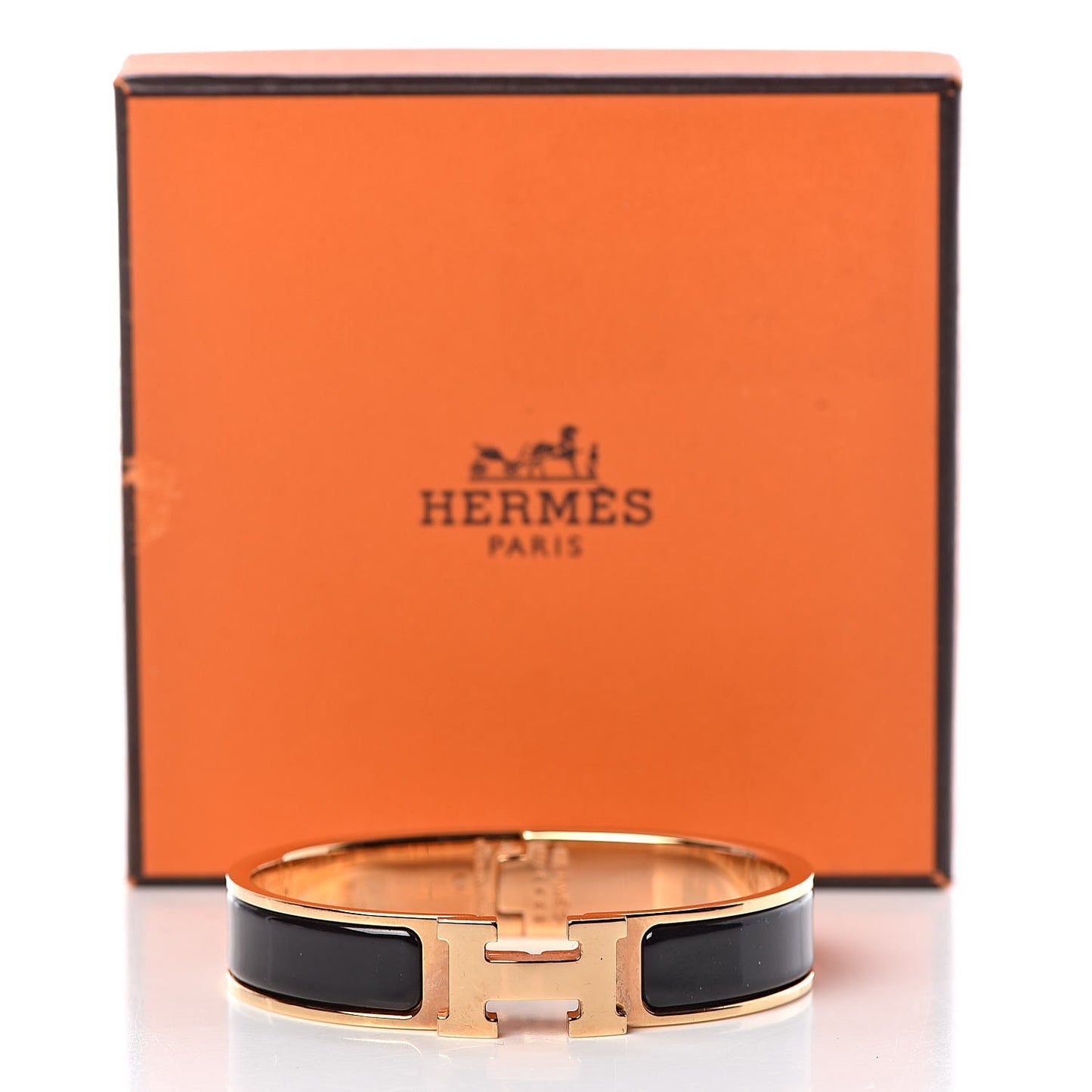 Enamel Narrow Clic Clac H Bracelet PM Black