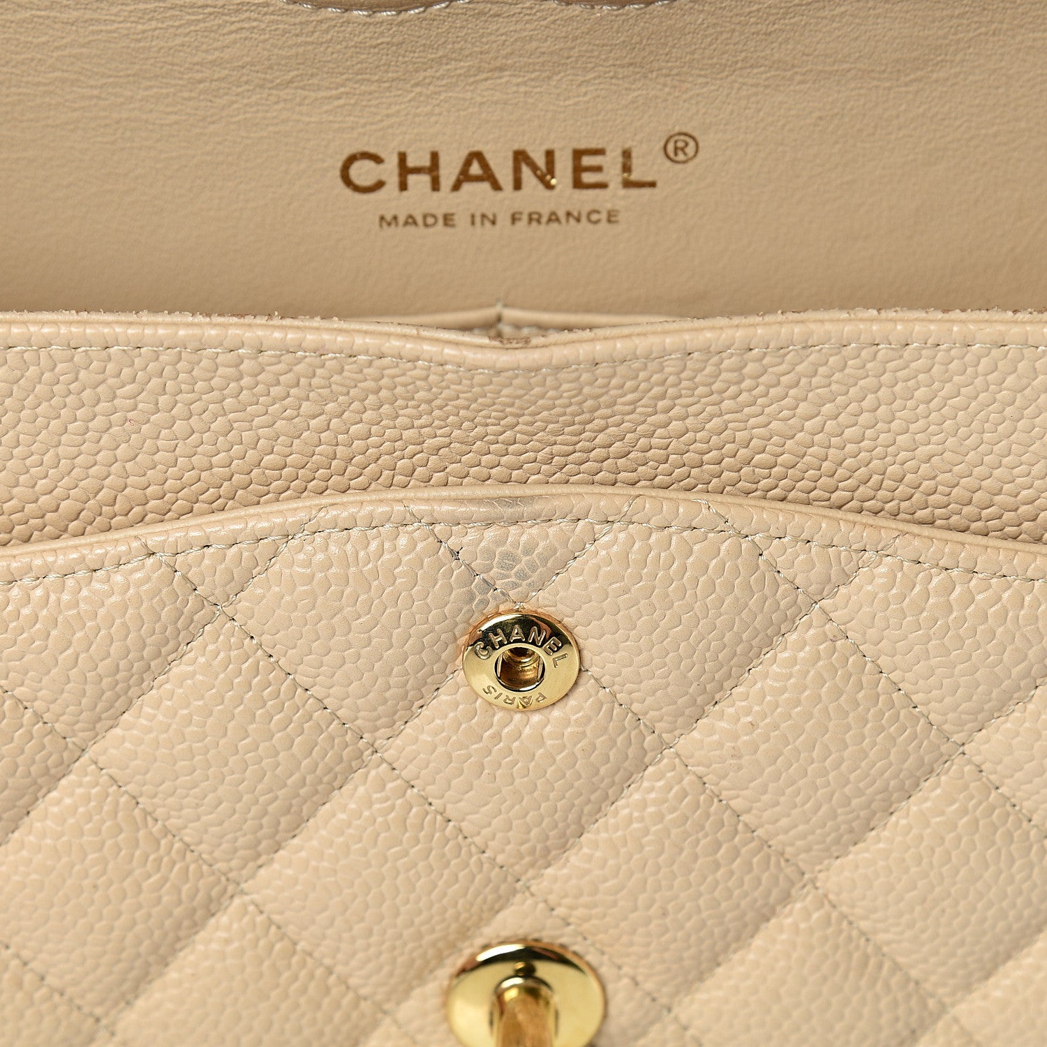 Chanel Caviar Quilted Medium Double Flap Beige 13 of 20