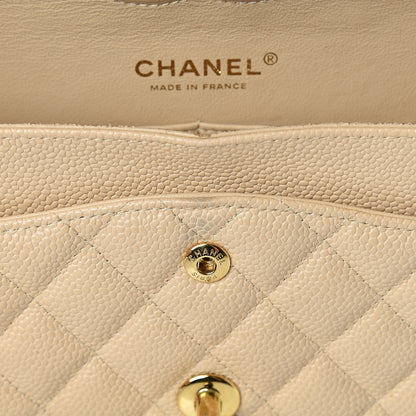Chanel Caviar Quilted Medium Double Flap Beige 13 of 20