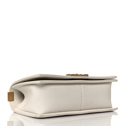 Chanel Caviar Suede Calfskin Chevron Medium Boy Flap White 4 of 16