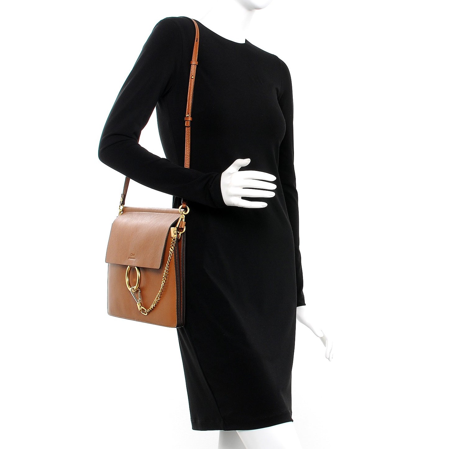Goatskin Medium Faye Shoulder Bag Caramel