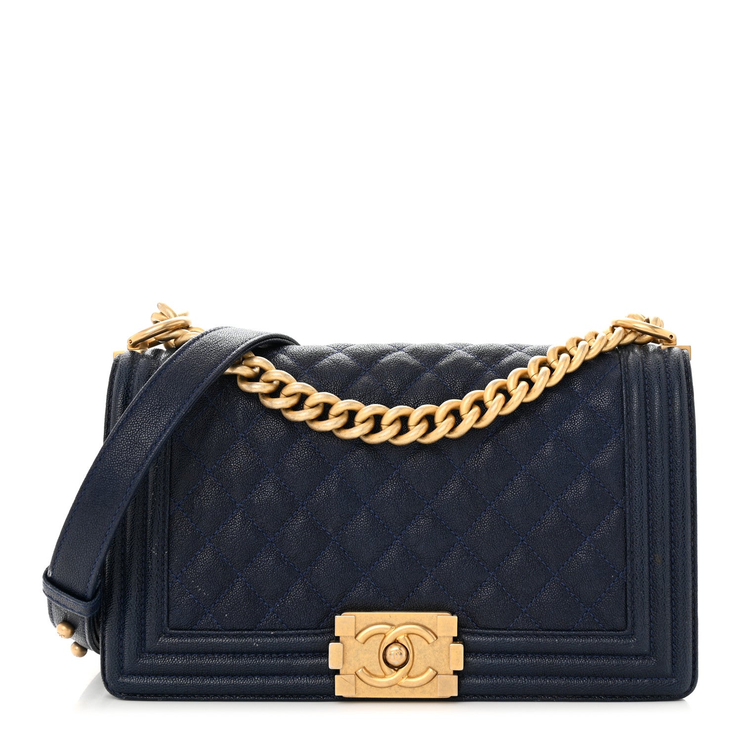 Chanel Caviar Quilted Medium Boy Flap Dark Navy Blue 1 of 9
