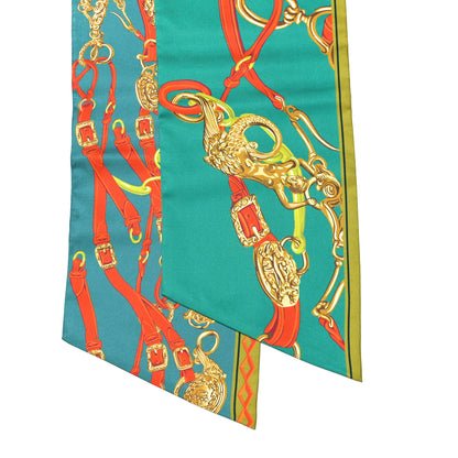 Hermes Silk Brides De Gala Maxi Twilly Menthe Canard Orange 3 of 5