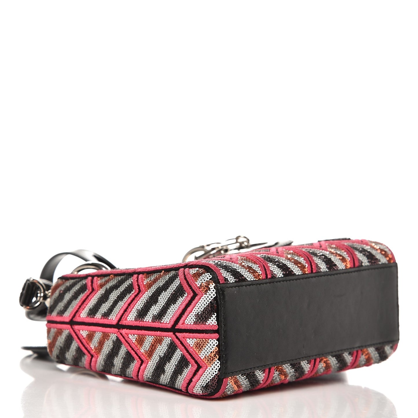 Sequin Embroidered Patent Medium Lady Dior Black Multicolor