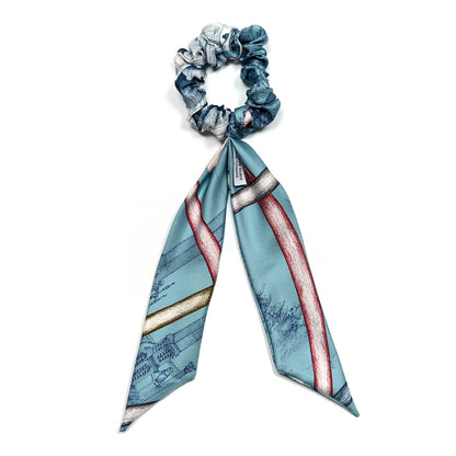 Hermes Silk Twilly Scrunchie Blue 2 of 3