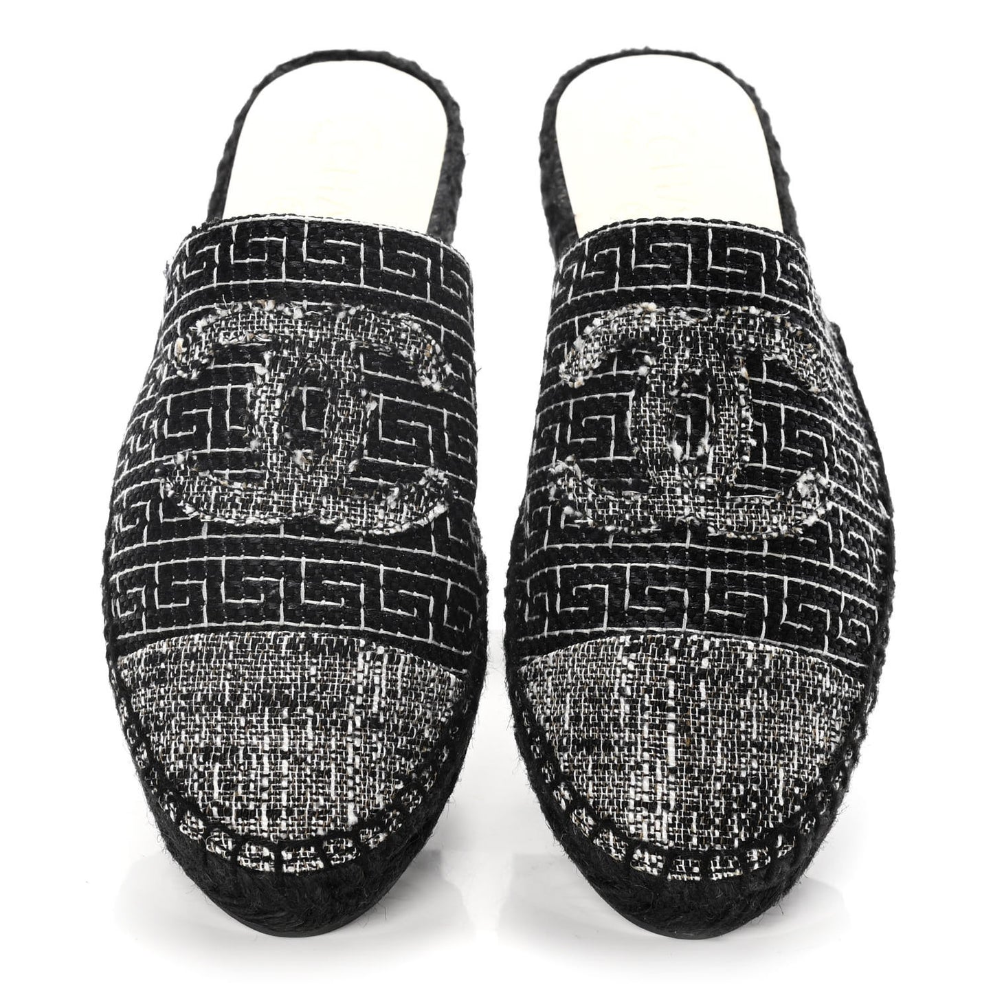 Tweed CC Slip On Espadrilles 37 Black Silver