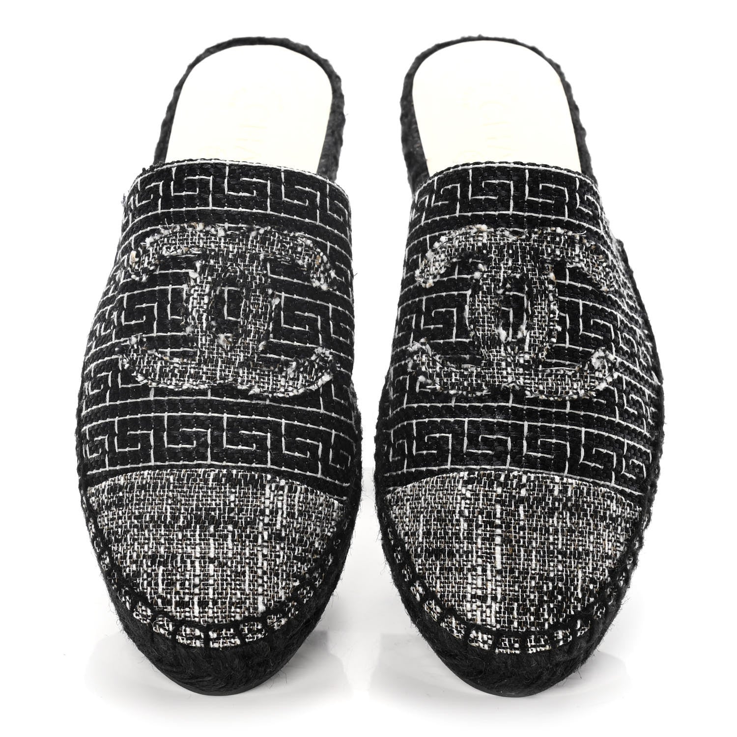 Chanel Tweed CC Slip On Espadrilles 37 Black Silver 5 of 15