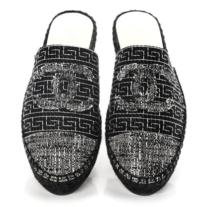 Chanel Tweed CC Slip On Espadrilles 37 Black Silver 5 of 15