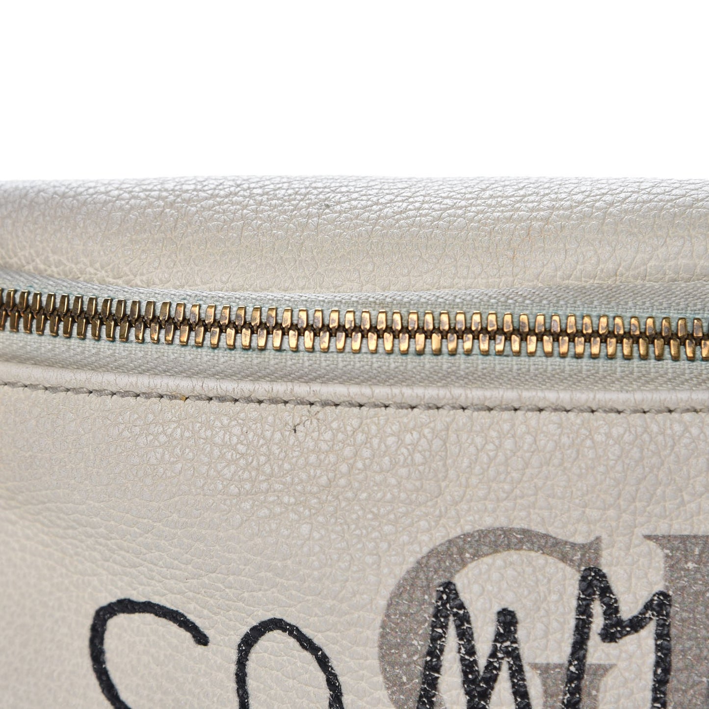 Grained Calfskin Coco Capitan Logo Belt Bag White