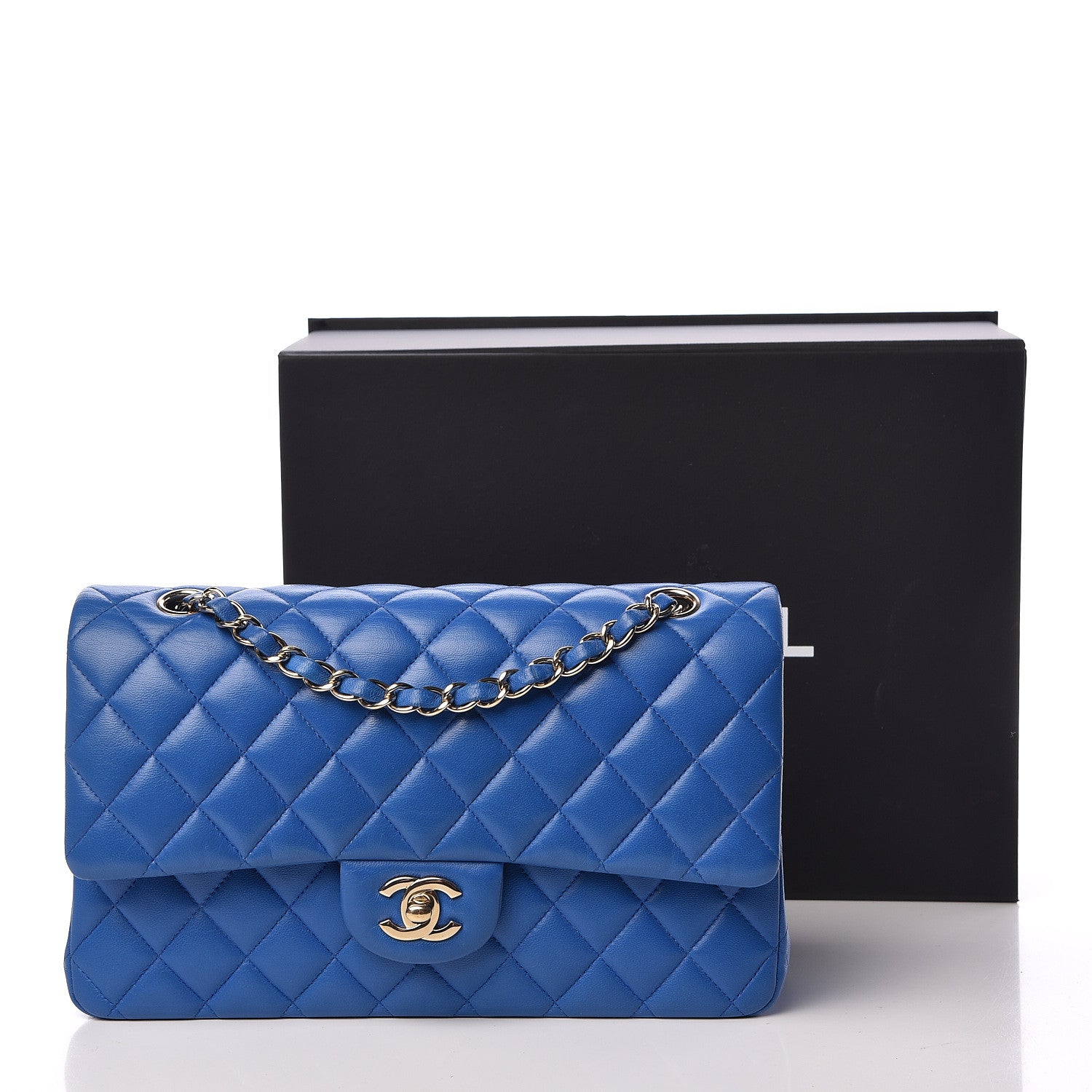 Chanel Lambskin Quilted Medium Double Flap Blue 18 of 18