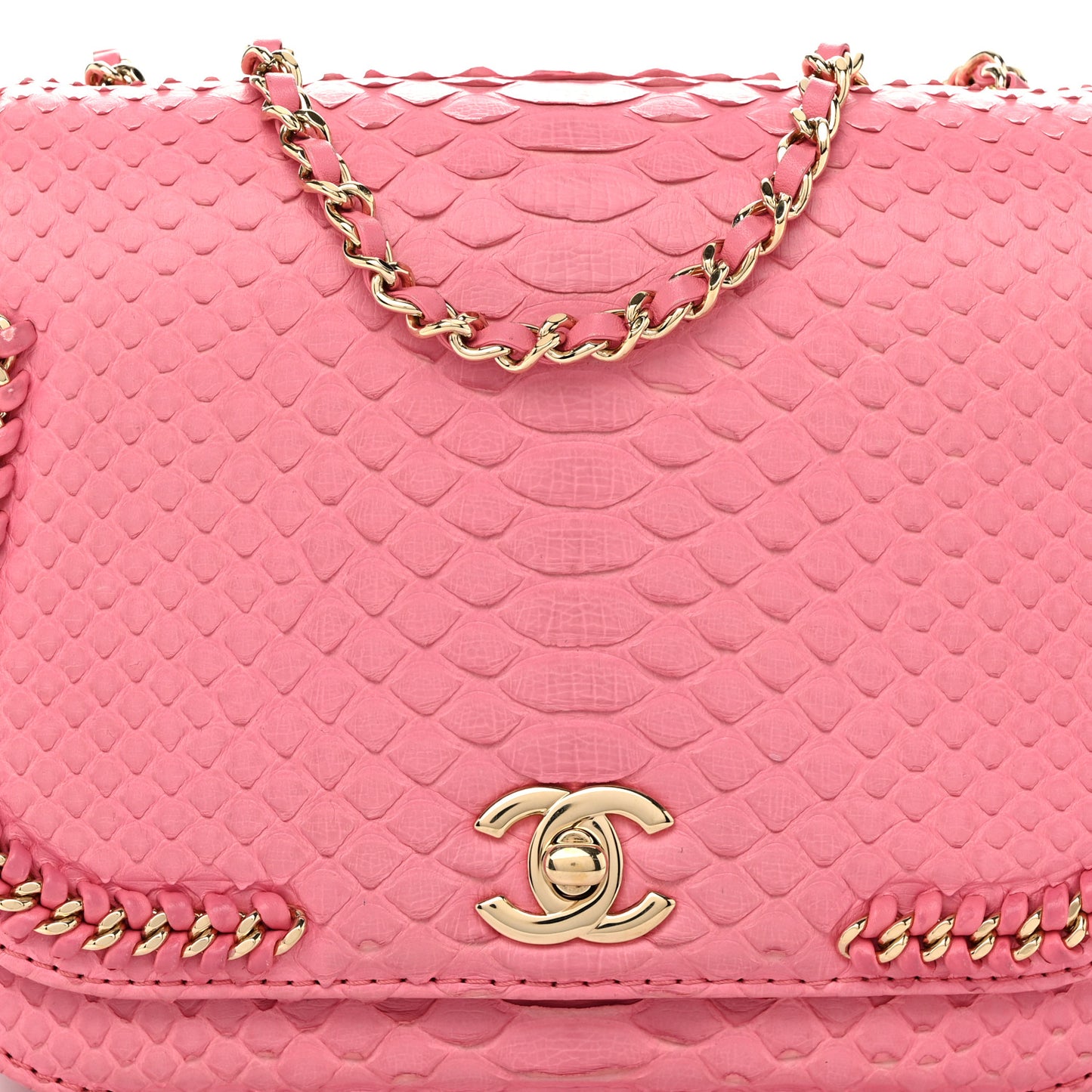 Snakeskin Small Braided Chic Flap Pink